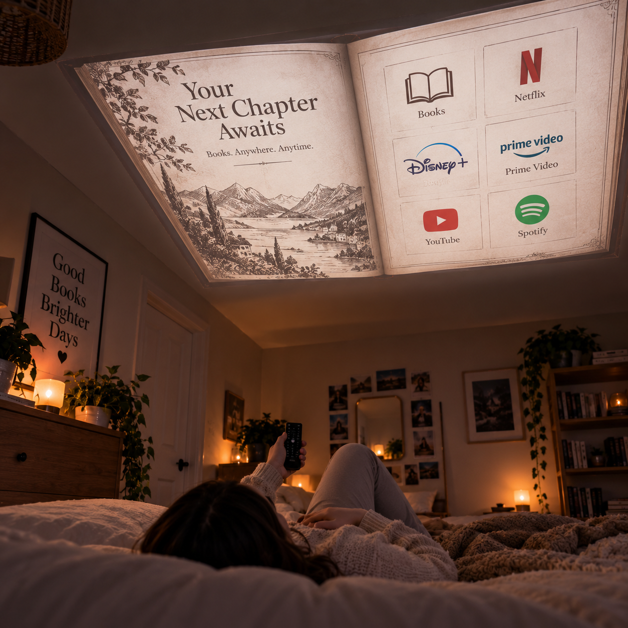 PageGlow projecting a chapter on the ceiling